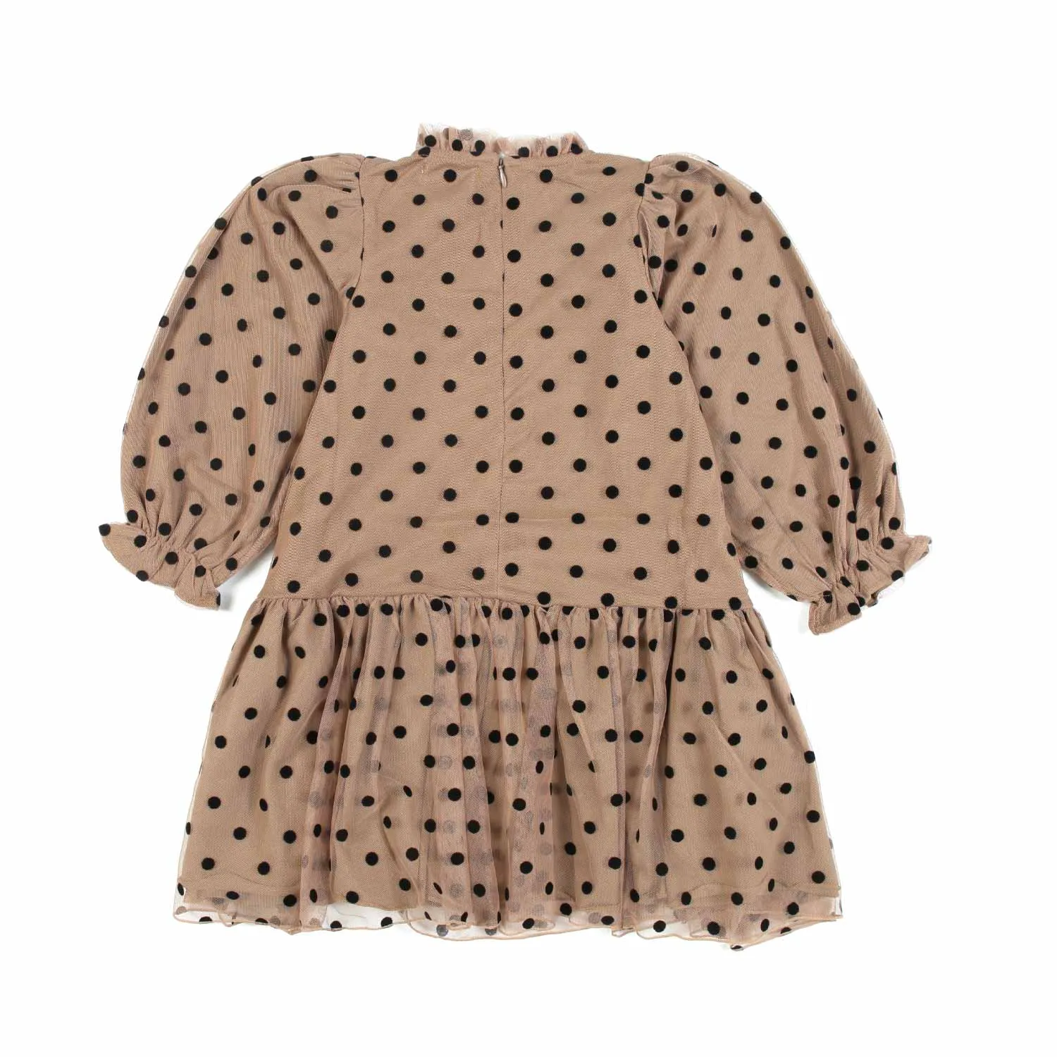 Tocotò Vintage Brown Dress With Black Polka Dots For Girls