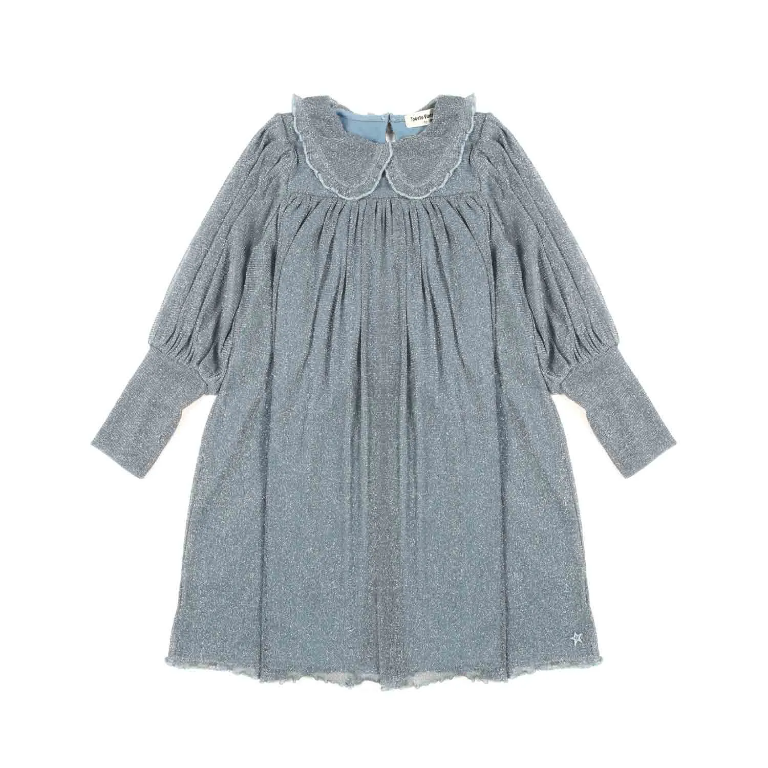 Tocotò Vintage Glittered Petrol Blue Dress For Girls