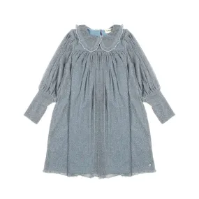 Tocotò Vintage Glittered Petrol Blue Dress For Girls