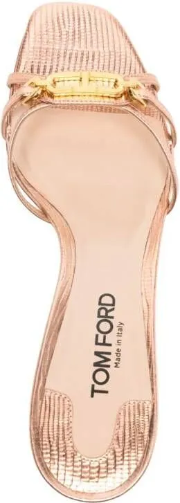 TOM FORD 60mm logo-plaque leather mules Neutrals