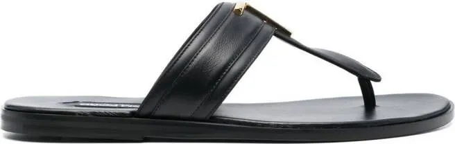 TOM FORD logo-plaque leather flip flops Black