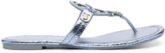 Tory Burch Miller python-effect leather flip flops Blue