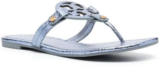 Tory Burch Miller python-effect leather flip flops Blue