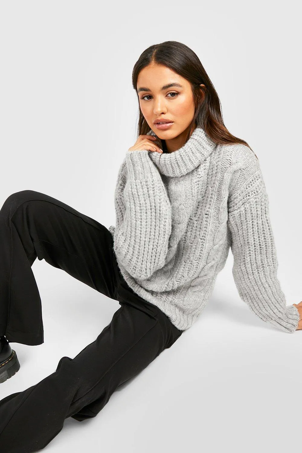 Turtleneck Cable Knitted Sweater