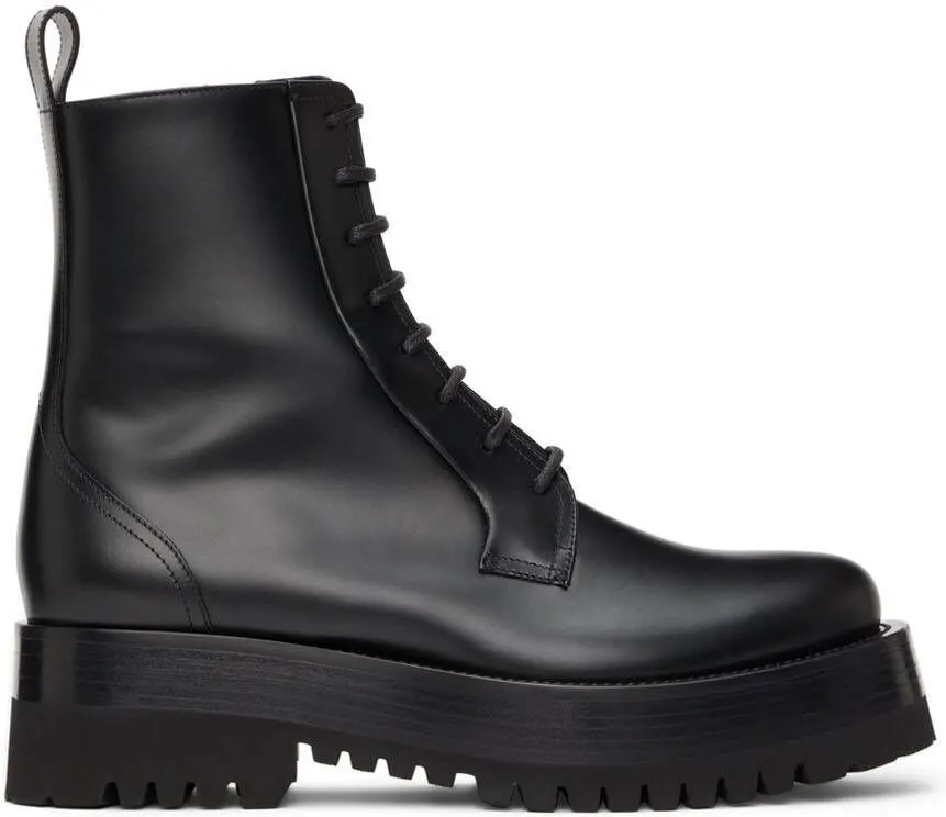 Valentino Garavani Black Upraise Combat Boots