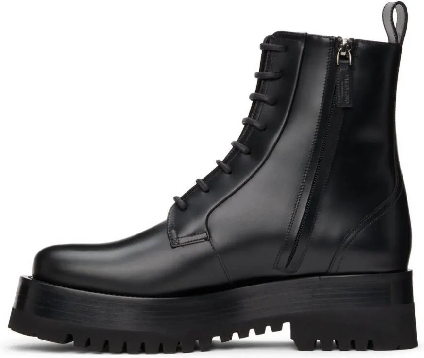 Valentino Garavani Black Upraise Combat Boots