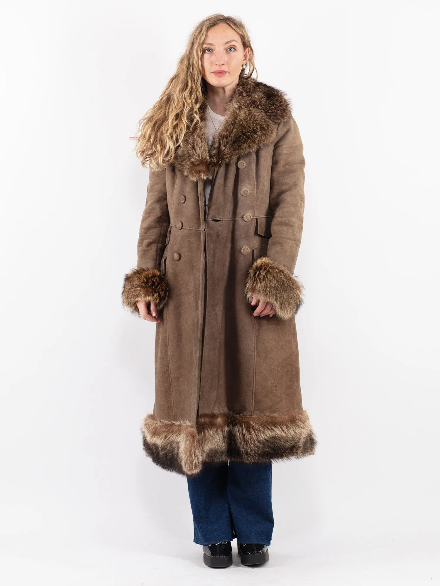 Vintage 70's Penny Lane Sheepskin Coat in Beige