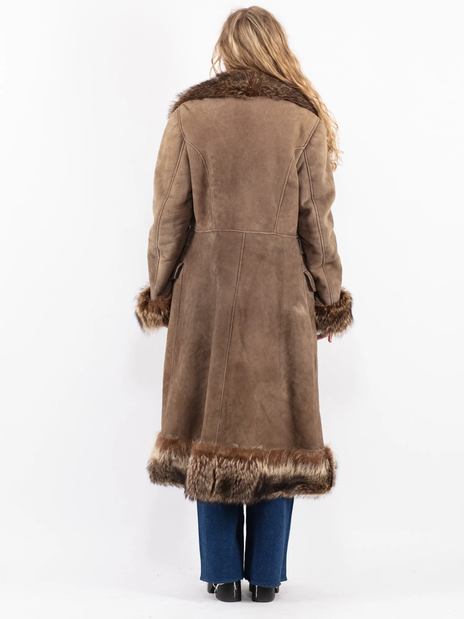 Vintage 70's Penny Lane Sheepskin Coat in Beige