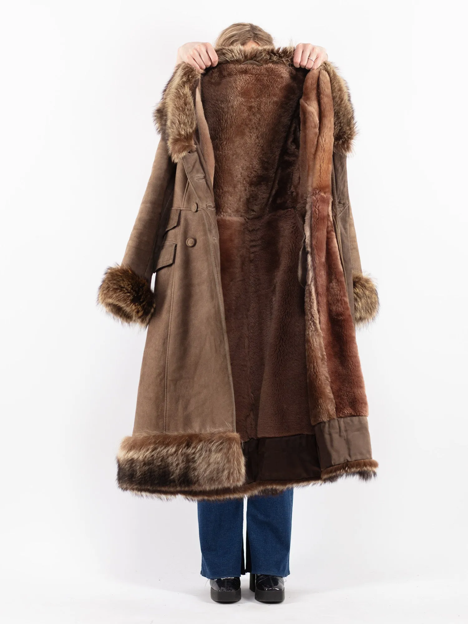 Vintage 70's Penny Lane Sheepskin Coat in Beige