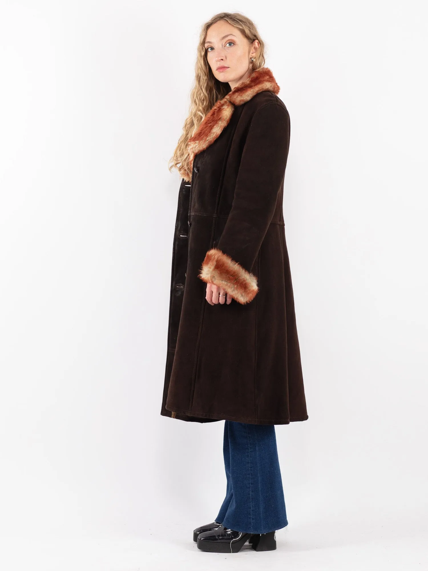 Vintage 70's Penny Lane Sheepskin Coat in Brown