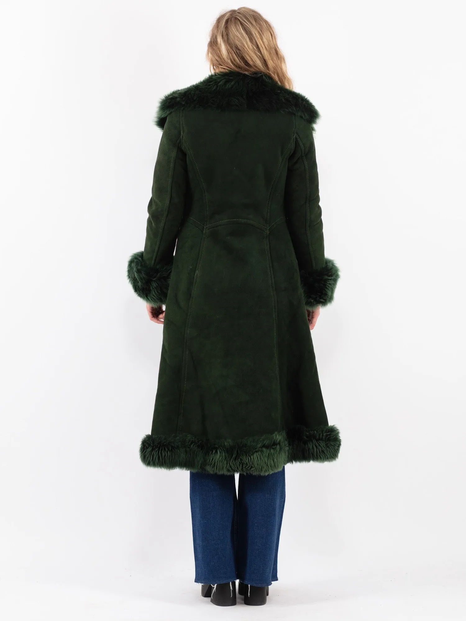 Vintage 70's Penny Lane Sheepskin Coat in Green