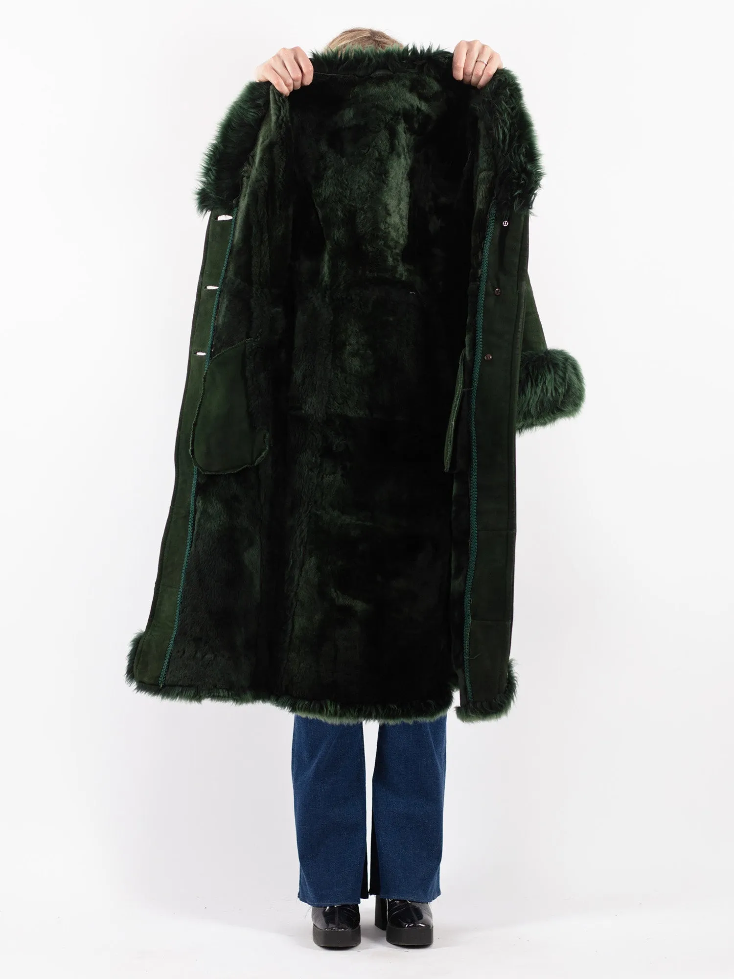 Vintage 70's Penny Lane Sheepskin Coat in Green