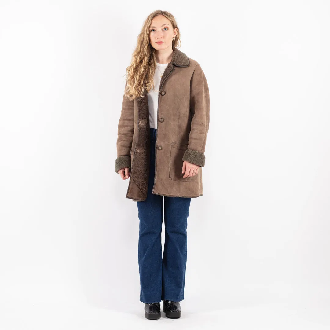 Vintage 70's Women Sheepskin Coat in Beige