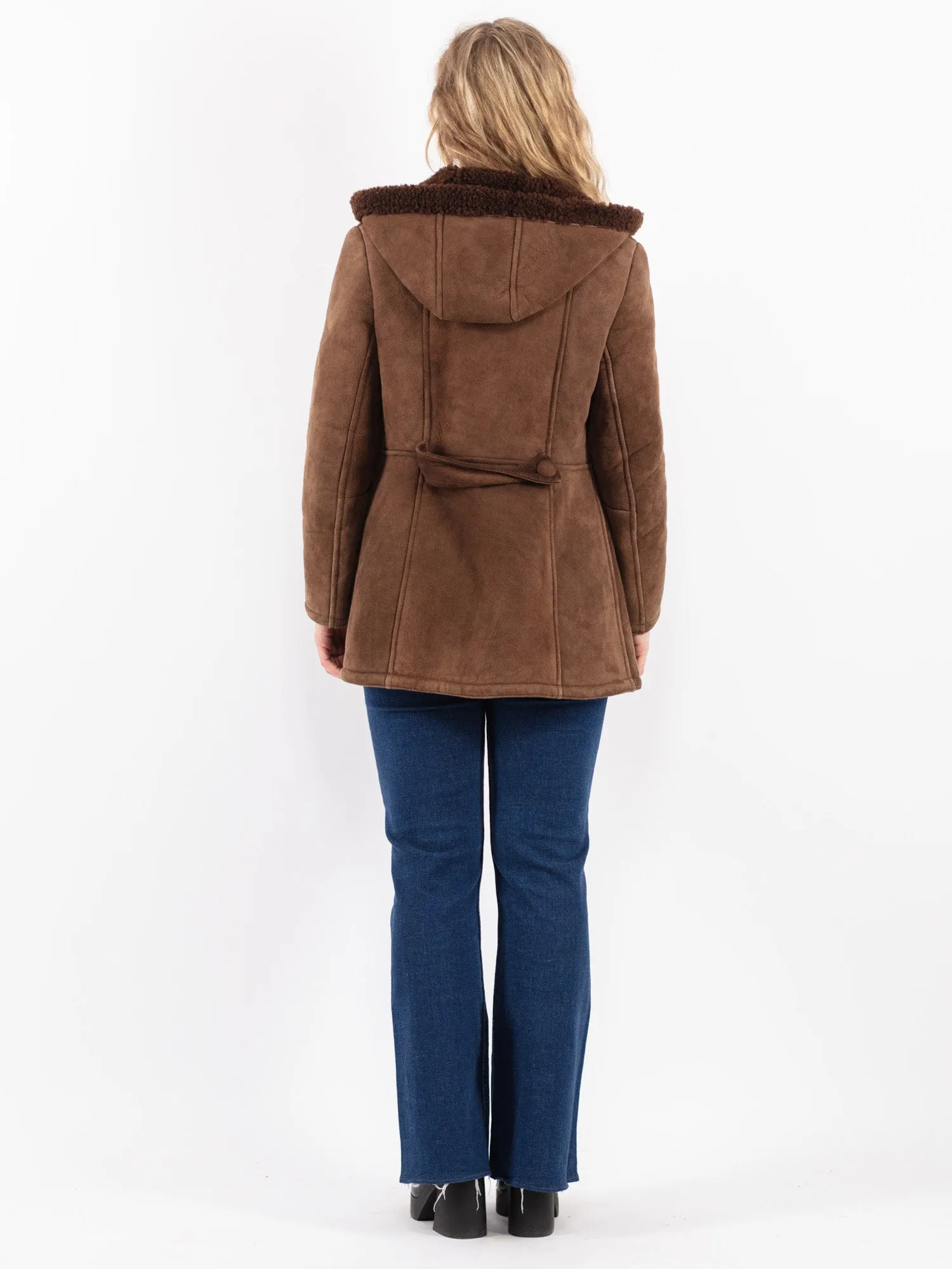 Vintage 70's Women Sheepskin Coat in Brown