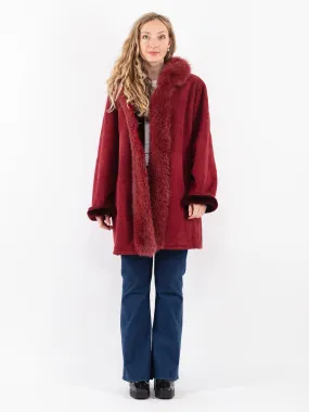 Vintage 80's Women Hide Society Sheepskin Coat in Red