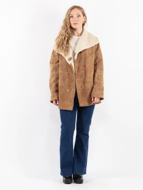 Vintage 90's Women Sheepskin Coat in Beige