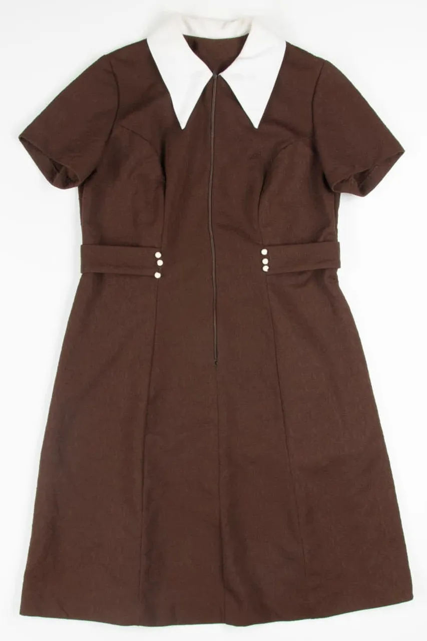 Vintage Brown Collared Dress