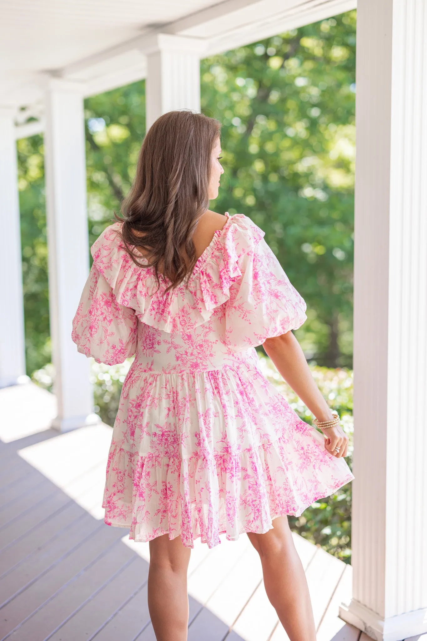 Vintage Florals Cream Tiered Dress