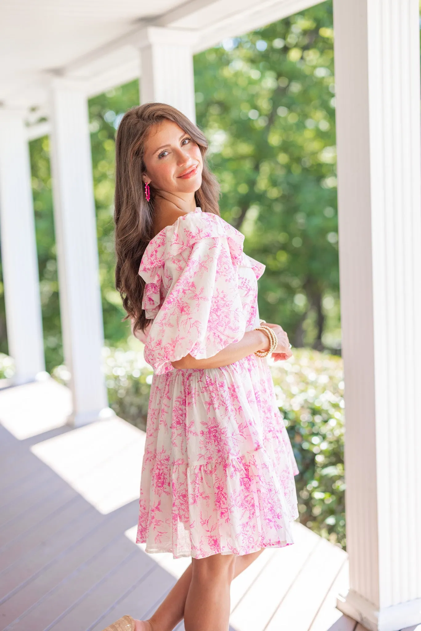 Vintage Florals Cream Tiered Dress