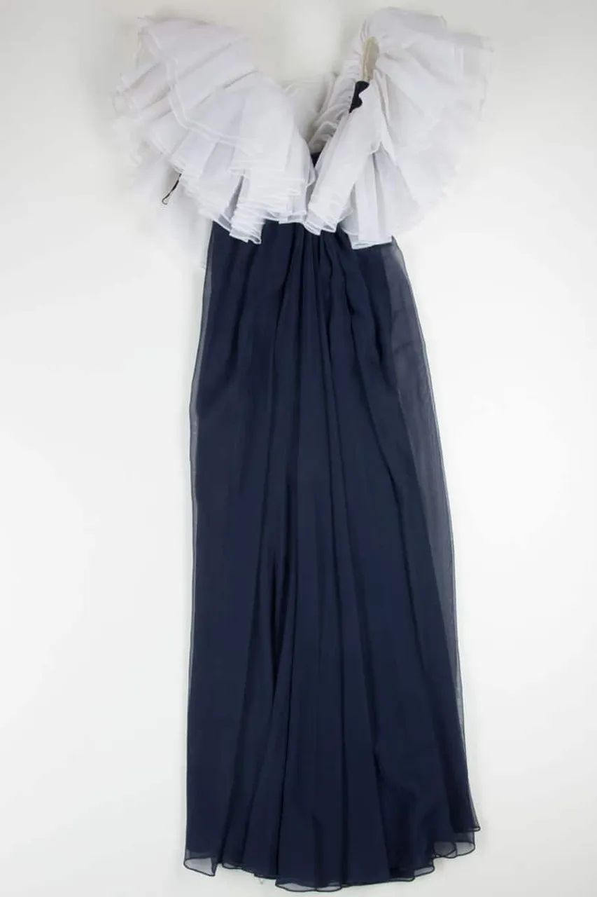 Vintage Ruffle Navy Dress