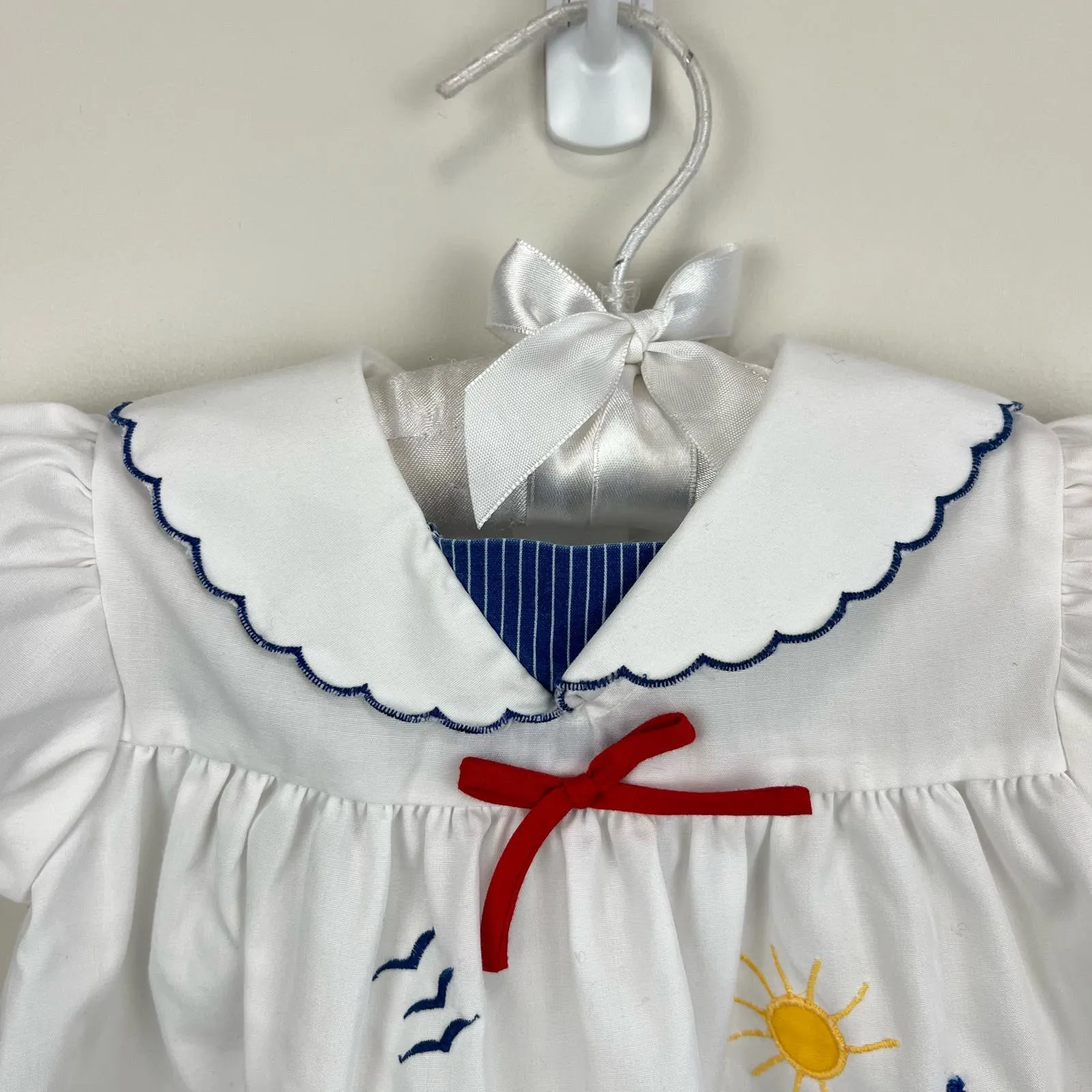 Vintage Sailboat Dress & Bonnet 3-6 Months