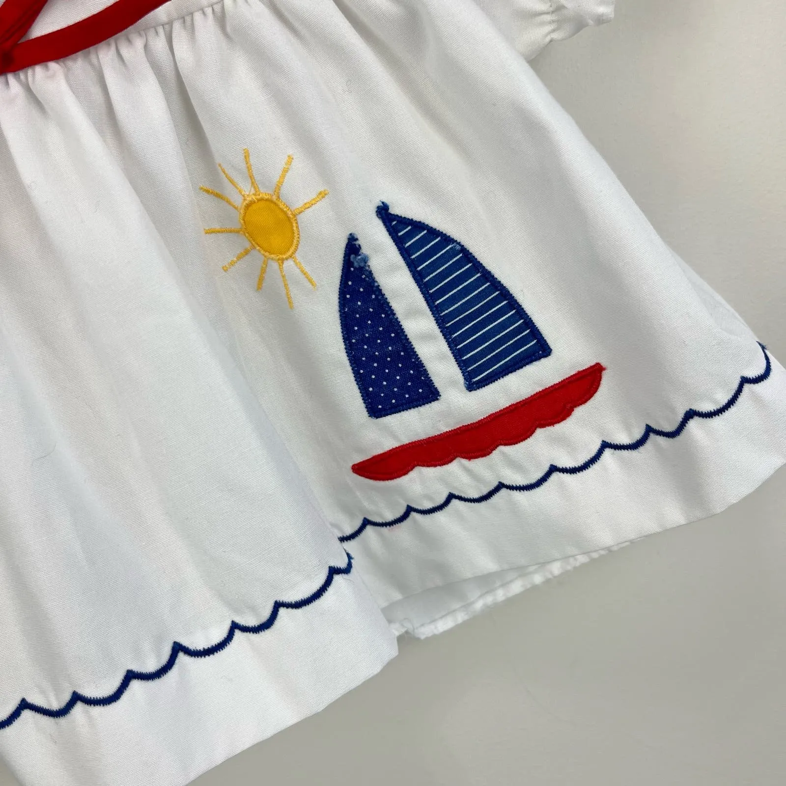 Vintage Sailboat Dress & Bonnet 3-6 Months