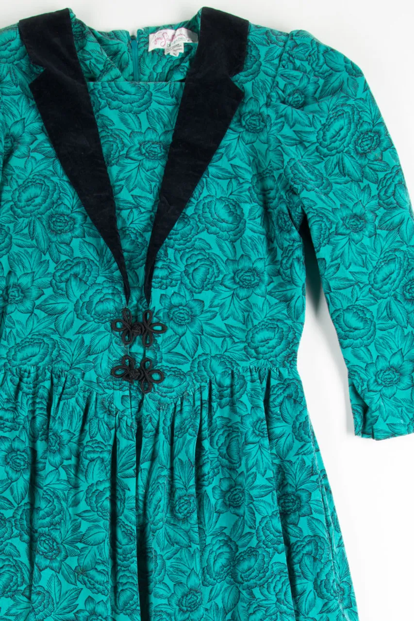 Vintage Teal Floral Dress