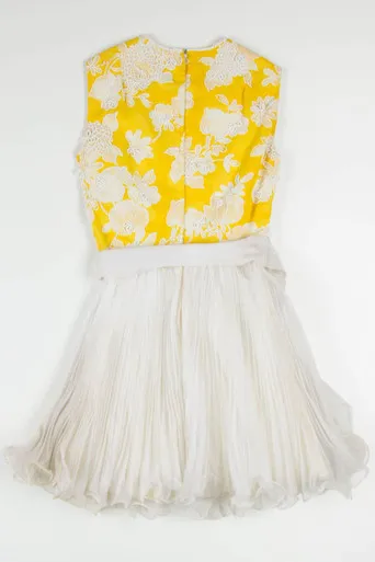 Vintage Yellow Floral Beaded Dress