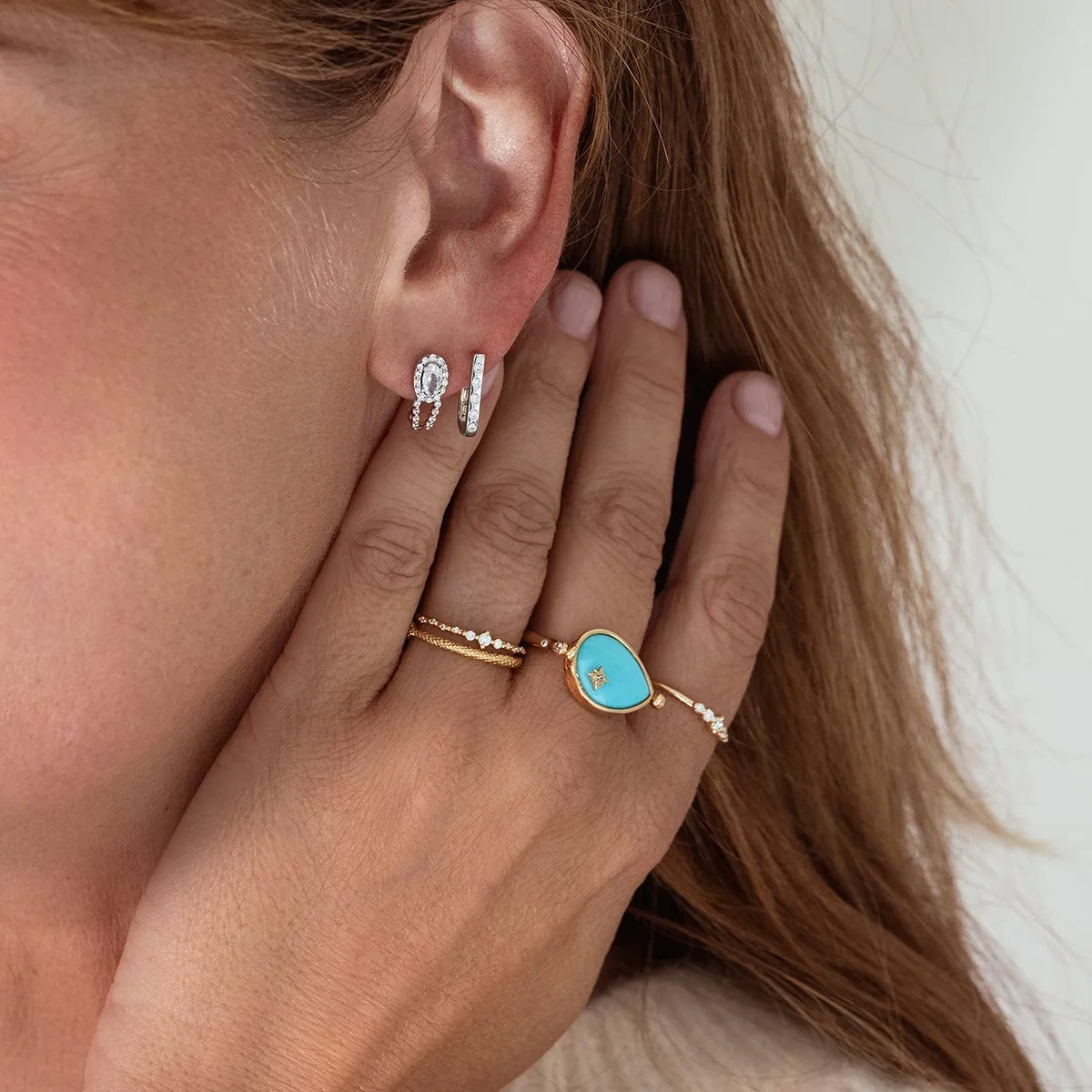 Wish on a Star Sideways Pear Turquoise Flip Ring