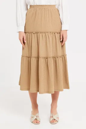 Women Beige Tiered A-Line Skirt