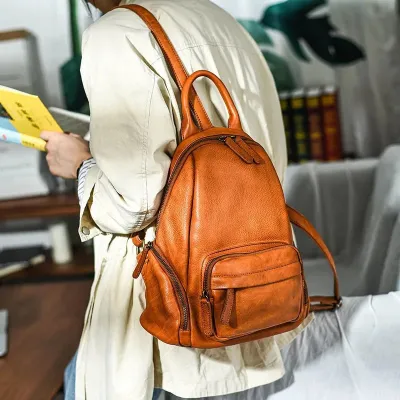 Women's Casual Style Outdoor Genuine Cowhide Leather Backpack