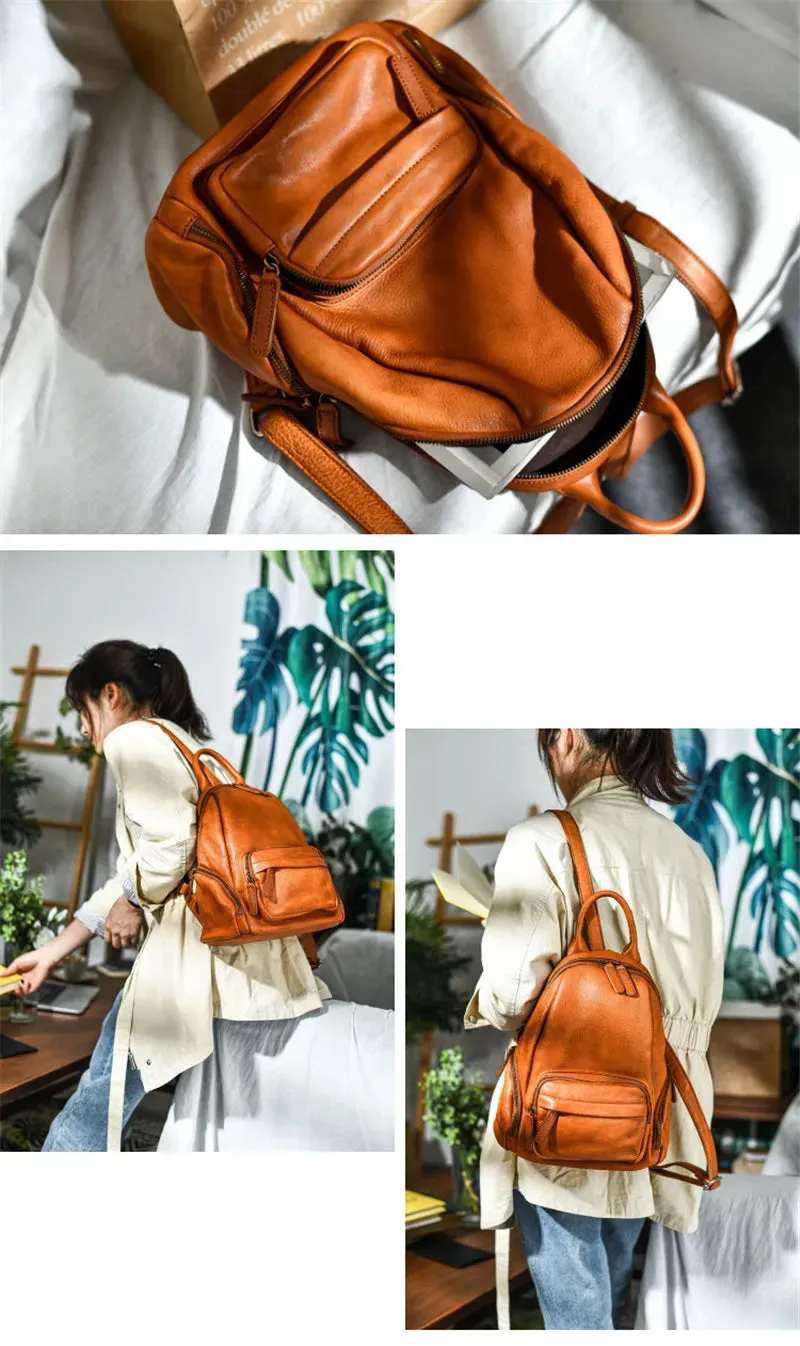 Women's Casual Style Outdoor Genuine Cowhide Leather Backpack