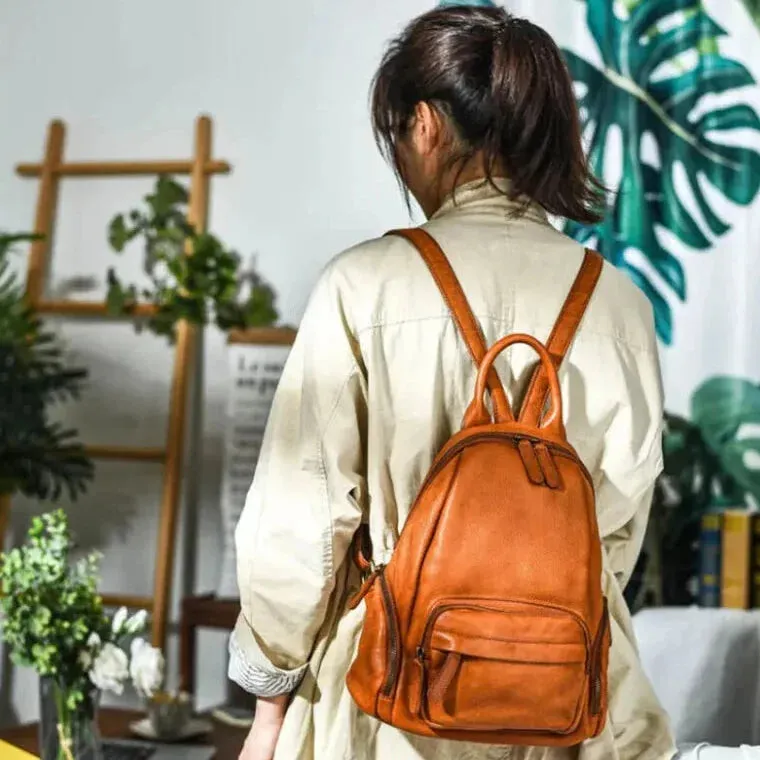 Women's Casual Style Outdoor Genuine Cowhide Leather Backpack