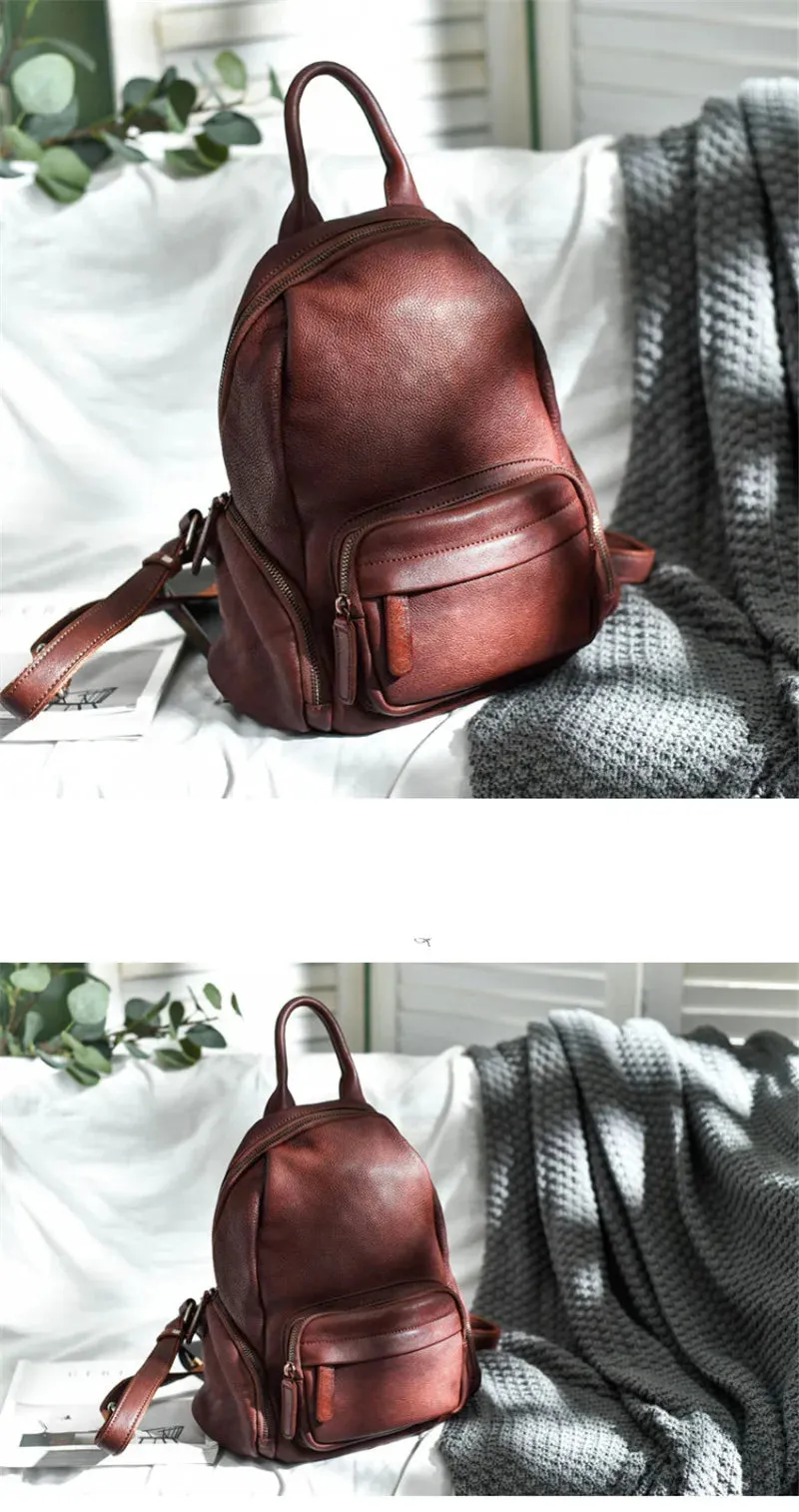 Women's Casual Style Outdoor Genuine Cowhide Leather Backpack