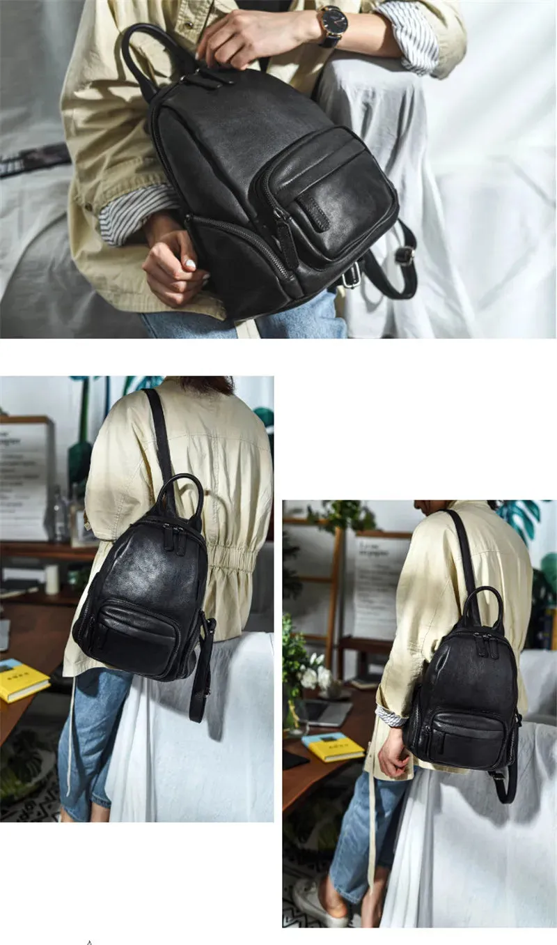 Women's Casual Style Outdoor Genuine Cowhide Leather Backpack