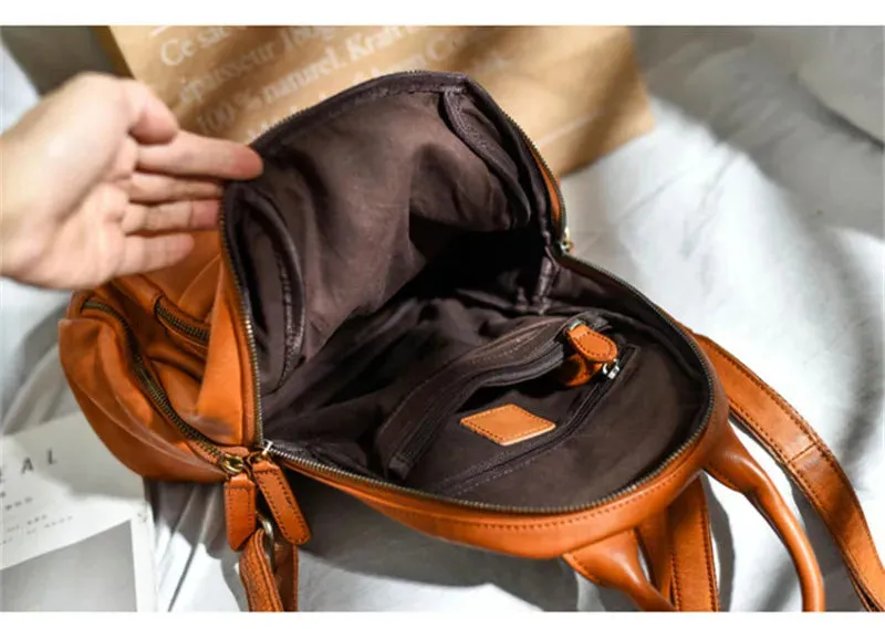 Women's Casual Style Outdoor Genuine Cowhide Leather Backpack