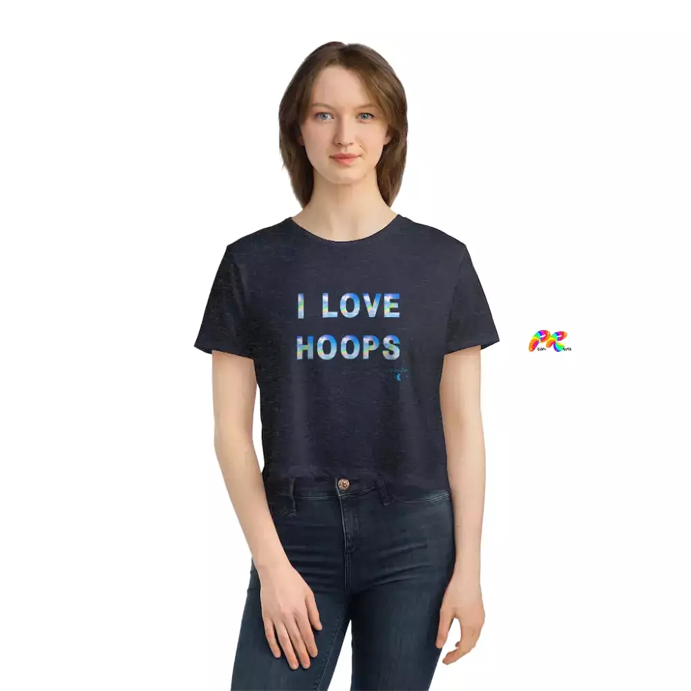 Women's Flowy I Love Hoops Cropped T-Shirt