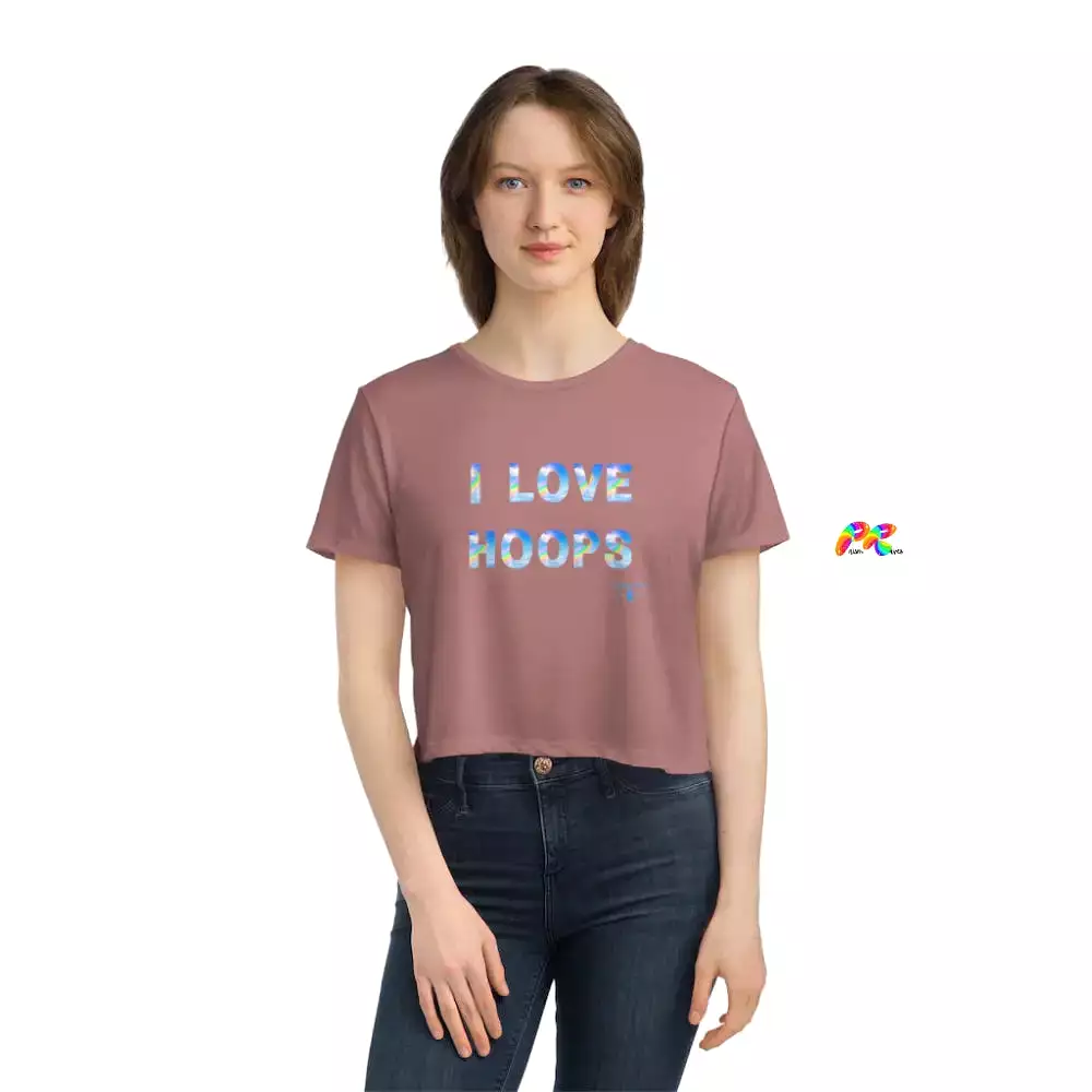 Women's Flowy I Love Hoops Cropped T-Shirt