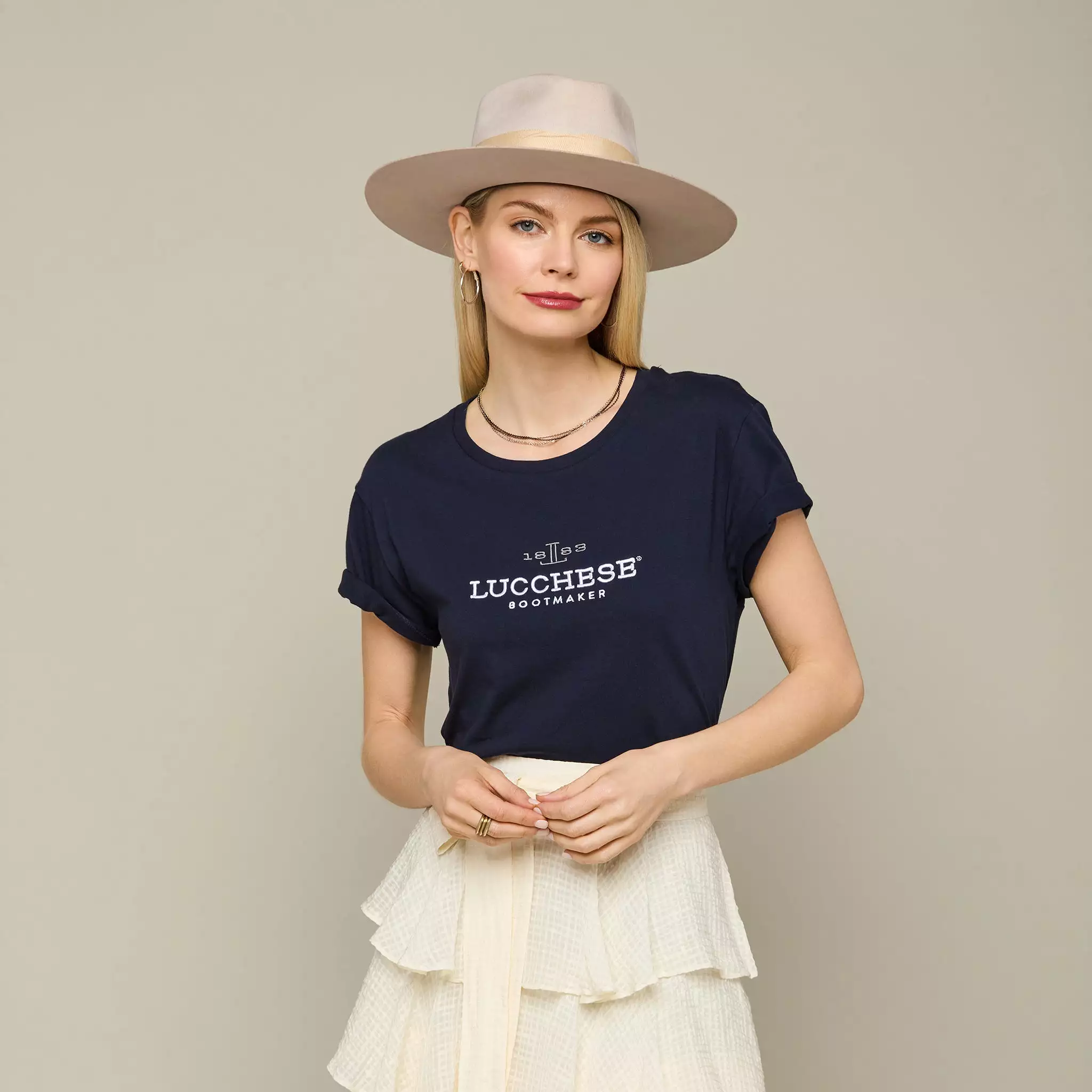 Women's Lucchese Classic Embroidered Tee :: Navy