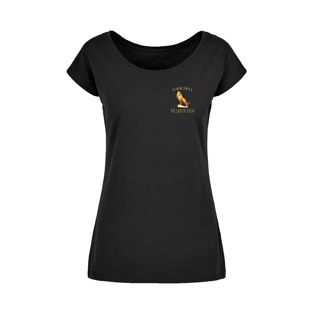 Yahusha-The Lion of Judah 01 Ladies Designer Wide Neck T-shirt