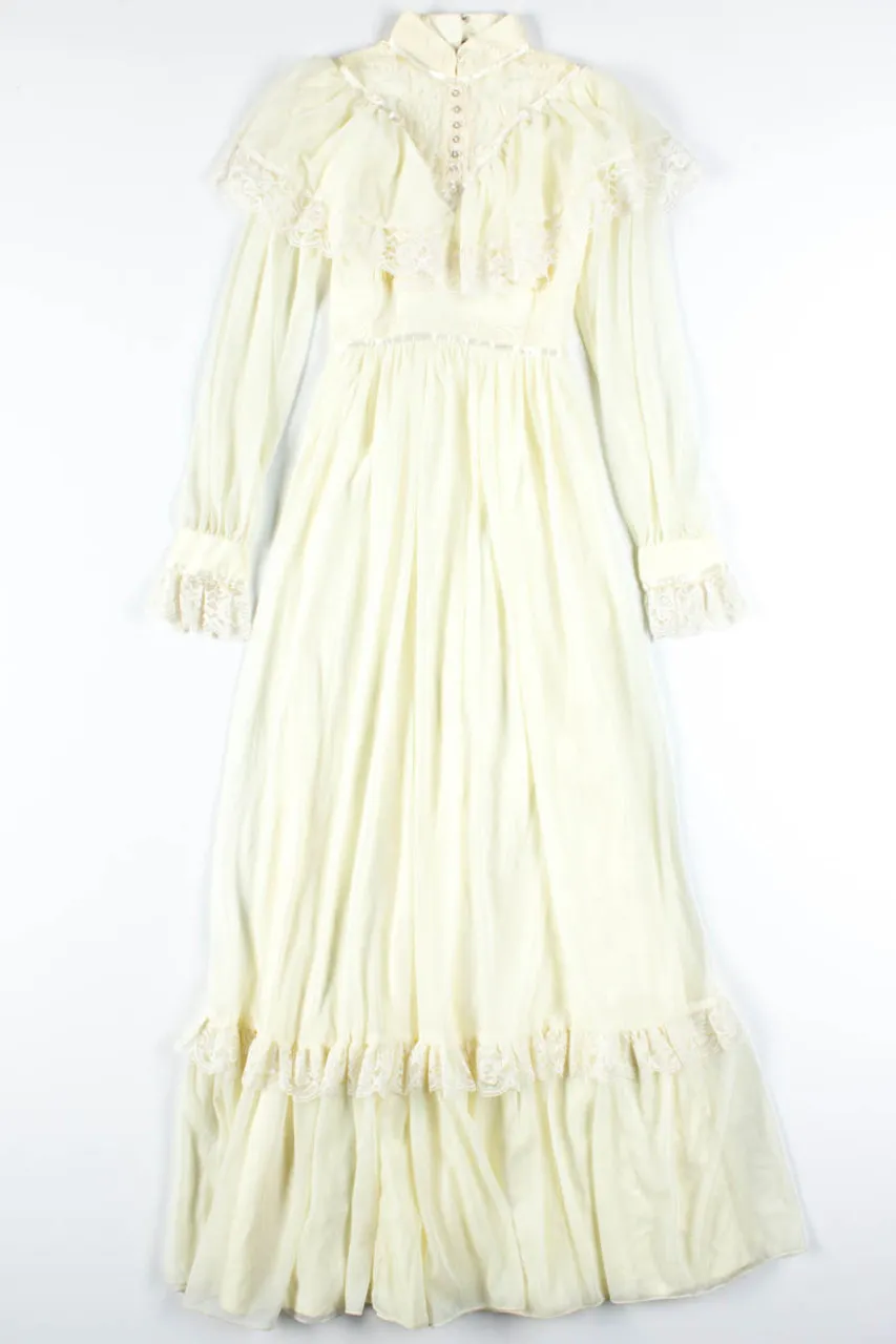 Yellow Lace Vintage Bridal Dress